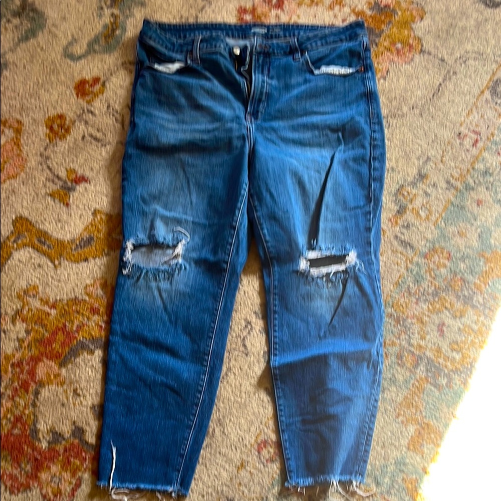 Old Navy Blue Distressed Ankle Jeans